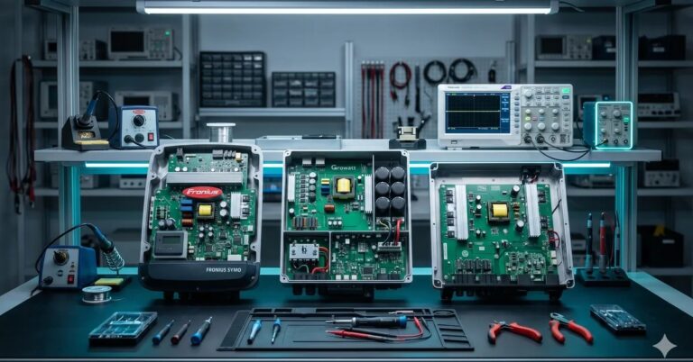 Inversor SOLAR em bancada técnica para diagnóstico eletrônico — TEC Solar